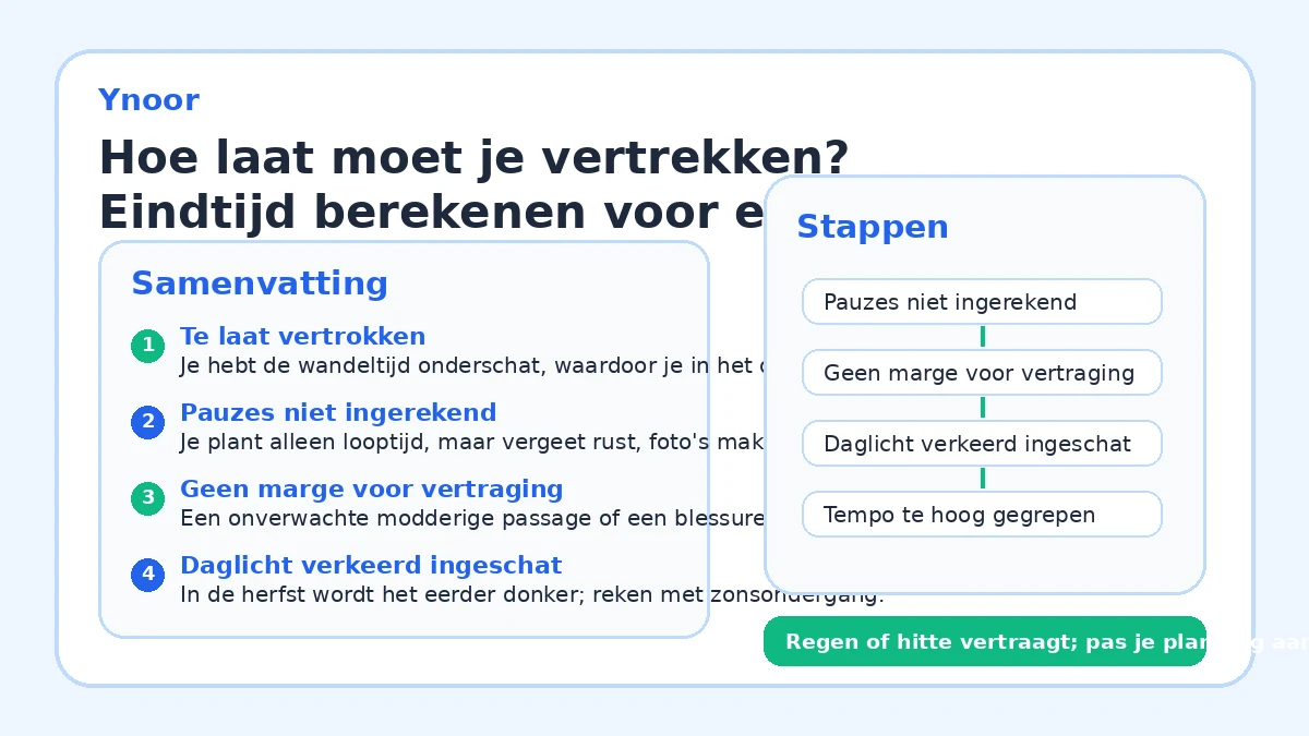 Hoe laat moet je vertrekken? Eindtijd berekenen voor een dagtocht