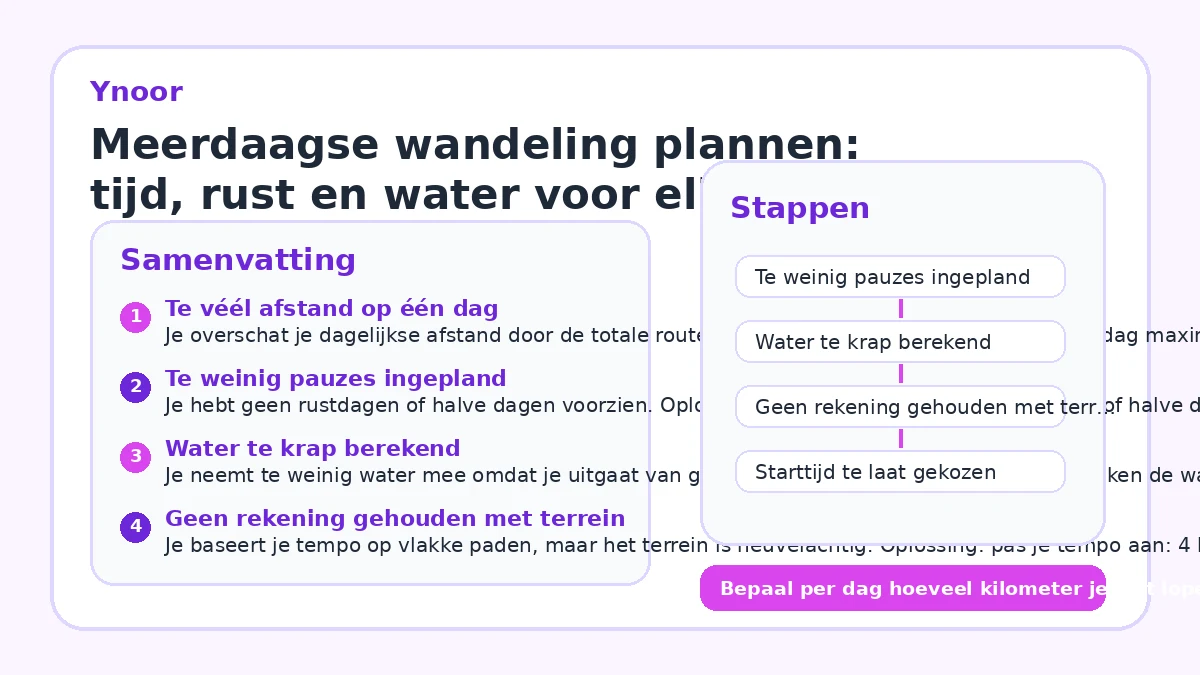 Meerdaagse wandeling plannen: tijd, rust en water voor elke dag