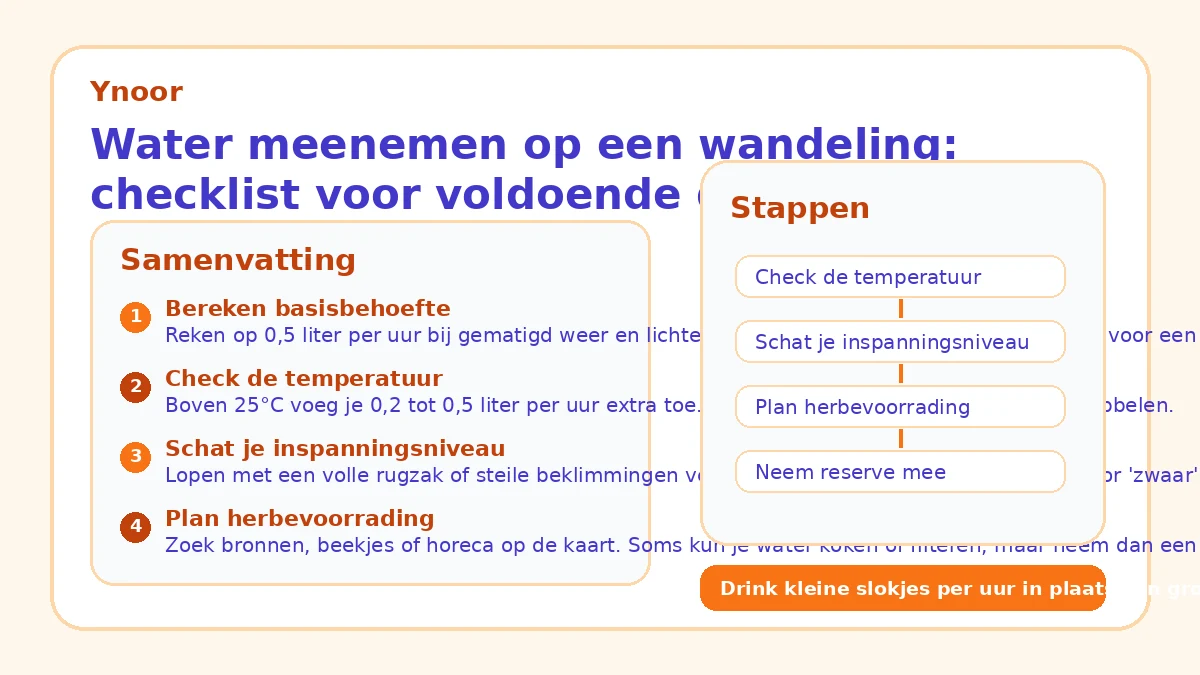Water meenemen op een wandeling: checklist voor voldoende drinken